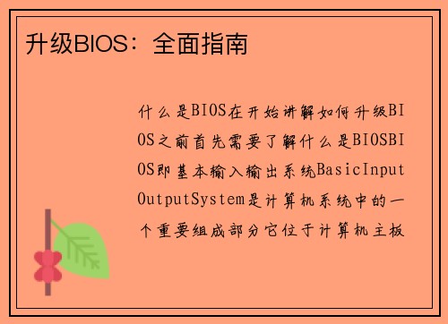 升级BIOS：全面指南